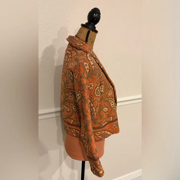 Coachella Vintage 90’s Sugar Street Weavers Tapestry Retro Jacket Persimmon SM - Picture 4 of 10